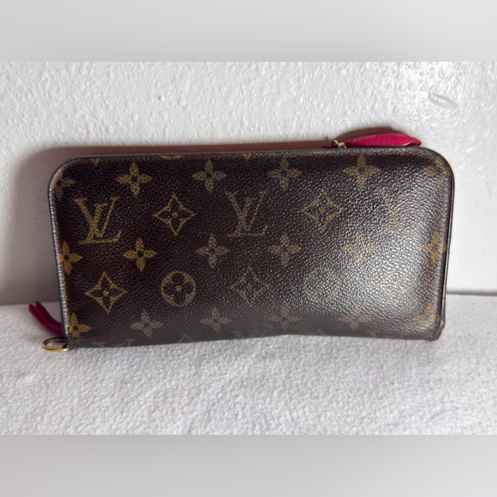 Louis Vuitton Monogram Canvas Wallet with Red Accent